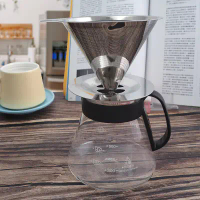 【一品川流】 coffee play304不鏽鋼咖啡濾杯-1~4杯+咖啡玻璃壺-600ml-1組