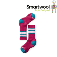 【SmartWool 美國 兒童 健行中級避震條紋中長襪《魔藥紅》】SW001105/排汗襪/保暖襪/兒童襪