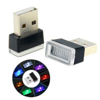 Mini USB Light LED Modeling Car Ambient Light Neon Interior Light Car Jewelry (7 kinds of light colors)