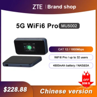 NEW Original ZTE 5G Router Portable WiFi MU5002 Sub-6 5G Mobile WiFi 1800 Mbps CAT22 Mobile Hotspot 5G Router With Sim Card Slot