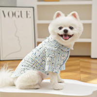 Dog shirts, cotton clothes, spring and autumn pet couple outfits, thin striped pajamas for puppies t