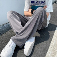 【D.studio】韓版冰絲寬鬆直筒運動褲(長褲 長褲男 褲子男 男裝 休閒長褲 黑褲 睡褲 有大尺碼 P350)