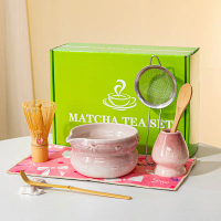 Matcha Tea Set 7-Piece Set Kiln-Change Glaze Hundred-Book Stand Tea Whisk Japanese Matcha Set Matcha