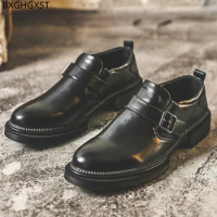 Black Leather Shoes Men Classic Casual Business Shoes Men Luxury Brand Monk Strap Shoes for Men 2024 Zapatos De Hombre Chaussure