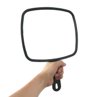 Cermin genggam profesional Handheld Salon Barbers Hairdressers Mirror dengan mengendalikan cermin ta