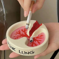 Pink Lung Ashtray Resin Funny Cool Desktop Cigarettes Smoking Cigar Ashtray Home Smokers Ash Tray Holder Creative Ashtrays Tray