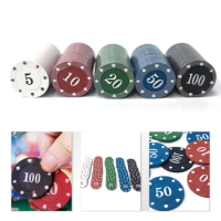 100 Pcs Plastic Chips Denominations Printed Casino Chip Counting Discs Marker for Counting, Game Play, Party