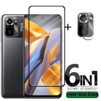 6-in-1 For Poco M5S Glass For Xiaomi Poco M5S Tempered 9H Full Cover Screen Protector For Poco F4 5G F3 M4 M3 Pro M5S Lens Glass