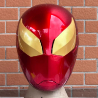 Marvel Red Iron Spider-Man Helmet Glass Fiber Non 3D Printing Cosplay Mask Cos Costume Wearable Movie Prop Replica (58cm)