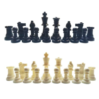 11UE 32 Pcs Plastic Chess Pieces Replacement Portable International Chess Pieces Tournament Chessmen Chess Pieces Figures