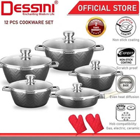DESSINI ITALY WSB-12-S Peralatan Masak Aluminium Die-Cast Anti Lengket Panci Casserole Wajan Goreng