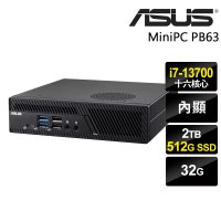 【ASUS 華碩】i7 十六核心迷你商用電腦(MiniPC PB63/i7-13700/32G/2TB+512G SSD/W11P)
