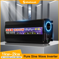 1000W 1600W Pure Sine Wave Inverter DC 12V 24V To AC 220V 50Hz 60Hz Voltage Transformer Converter Solar Off Grid Power Inverter