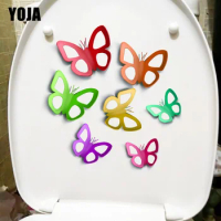YOJA 20.5X20.3CM Colored Openwork Butterfly Cartoon Room Wall Sticker WC Toilet Decal House Decor T1-2100