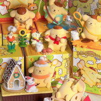 Miniso Sanrio Pom Pom Purin Childhood Four Seasons Series Blind Box Flocking Hand-made Girl Birthday Gift Ornaments