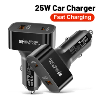 Car charger 25W QC3.0 PD Dual Line Fast Charging Car Charger for iPhone 13 12 Xiaomi Huawei Samsung Cell Phone Car Charger