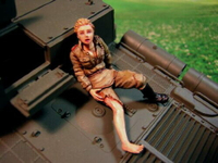 樹脂模型 1/35少女與戰車二戰蘇家受傷女兵 GK白模F241