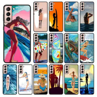 urfboard surfing art surf Girl phone cover For samsung galaxy S24 ULTRA S23PLUS S21 S20fe S20ULTRA S21Fe S22PLUS S23ULTRA cases