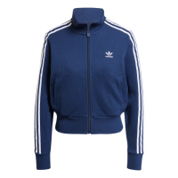 【adidas 愛迪達】Knitted Top 女款 藍色 運動 休閒 立領 三葉草 亞規 短版 針織 外套 JD4605