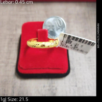 Emas 916,Cincin Rt V Crps1 J1b 0.45cm Design:6101<M0MMW>91621(M9)-Size: 21.5