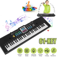 61 Keys Digital Music Electronic Keyboard Kids Electric Piano for Piano Student with Microphone Function Musical Instrument