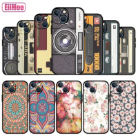 EiiMoo Phone Case For Apple iPhone 13 Luxury Cute Cartoon Cat Pattern For iPhone 13 Pro Max Matte Black Cover For iPhone 13 Mini