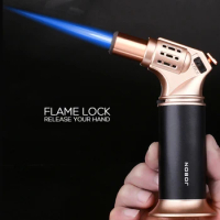 Jobon Straight Flame Lighter Refillable Windproof Jet Gun Lighters Fire Lock For Cooking BBQ