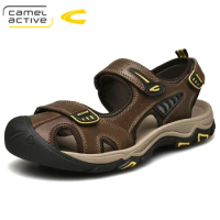 Camel Active 2019 New Summer Men's Sandals Casual Outdoor Beach Shoes Genuine Leather Men Sandals Man chaussure homme Male Flats