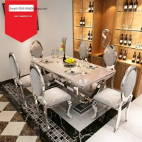 Stainless Steel Marble Slate Dining Table and Chairs Living Room Furnniture