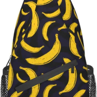 Banana Seamless Pattern Sling Bag For Women Men,Fruits Print Crossbody Shoulder Bags Casual Sling Backpack Chest Bag Daypack