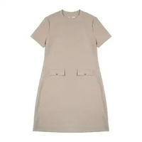 3Second Women's A Line Midi Dress Short Sleeve Loose Fit Viera HP-C010426 S Cream