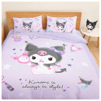 【享夢城堡】雙人加大床包兩用被套四件組(三麗鷗酷洛米Kuromi 妝酷女孩-紫)