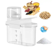 Laundry Powder Container Detergent Beads Container Multifunctional Storage Box With Lid Transparent Laundry Powder Pods