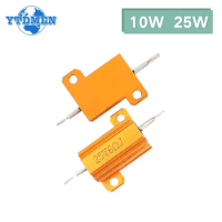 1PCS 10W 25W Aluminum Power Metal Shell Case Wirewound Resistor 6 8 10 20 30 39 50 82 Ohm Load Resistors RX24