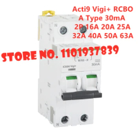 Acti9 Vigi+ RCBO 2P 30mA A Type Residual Current Breaker with Overcurrent Protection 16/20/25/32/40/50/63A