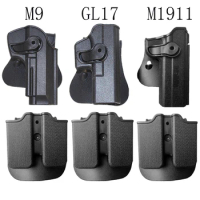 IMI Quick Release Gun Holster Right Hand Belt For Glock 17 19 M9 1911 Airsoft Pistol Holster Hunting Combat Shooting with Pouch