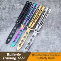 Portable Practice Butterfly Knife CSGO Balisong Trainer Stainless Steel Pocket Foldable Knife Training Tool for Outdoor Games