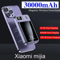 30000mAh Magnetic Qi Wireless Charger Power Bank 22.5W Mini Powerbank for IPhone Samsung Huawei Fast Charging