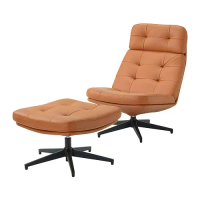HAVBERG 扶手椅及腳凳, grann/bomstad 金棕色