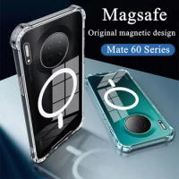 For Huawei Mate 60 Pro Magsafe Wireless Charge Clear Soft Phone Case For Huawei Mate 50 40 Pro P60 P50 P40 Pro Shockproof Cover