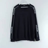 Sweater BALMAIN BAND TAPE TEXT SHOULDER WHITE BLACK SWEATSHIRT 100% ORIGINAL Size XL