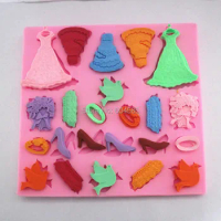 wedding dress dove flower cake silicone fondant cake molds soap chocolate mould for the kitchen baking clay mould FM034