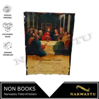 Hiasan Dinding Perjamuan Kudus - Bahan Kayu Jati - Bermotif Tulisan Ayat Alkitab - TM005