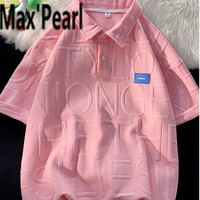 FE Maxpearl Summer Pink polo Shirt Men's and Women's Design Sense Niche Hong Kong Style Short Sleeve T T-shirt ins Trendy Sweet Cool Couple's Tops 1.19