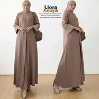 Liora Abaya Turkey Gamis Wanita Mewah Elegan Rayon Twill Embroidery Dress Kondangan Simple LD 110 cm
