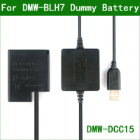 5V USB To DMW-BLH7 Dummy Battery DMW-DCC15 Power Bank USB Cable For Panasonic DMC GM1 GM5 GF7 GF8 LX9 LX10 LX15