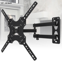 22KG Adjustable Frosted TV Wall Mount Bracket Flat Panel TV Frame with Small Wrench Cable Clip for 17-42 Inch LCD LED Monitor