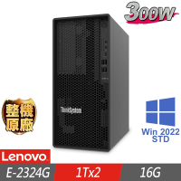 Lenovo 聯想 ST50 V2 伺服器 E-2324G/16G/1TBx2/2022STD