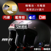 VEKO限時送配件 單藍芽功能 台灣製 內建藍芽通訊安全帽 RVX-C1(含鏡片、電池、充電器)