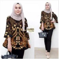 5853 Kemeja tunik blus cewek baju wanita batik cendrawasih murah